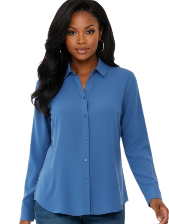 Jones New York Tops - Jones New York Blue Long Sleeve Button Up Shirt Size LP